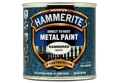 Боя за метал Hammerite Ефект ковано желязо, Цвят бял, 750 мл