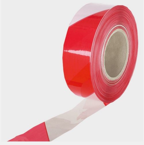 Обезопасителна сигнална лента червено-бяла 200 м