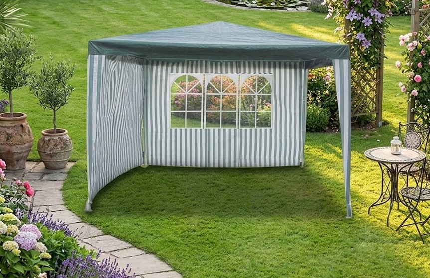 Градинска шатра Herly 3x3x2.5м с 2 страници PE 100 г/м² зелено/бяло