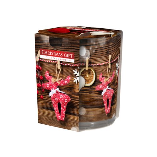 Ароматизирана свещ в украсена чаша, ø7.8 x 7.2 cm - Коледа