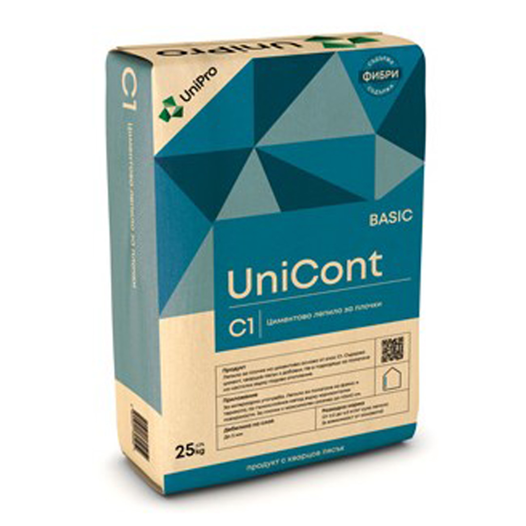 0000012315.jpg УНИКАЛПРОЕКТ ЦИМЕНТОВО ЛЕПИЛО ЗА ПЛОЧКИ 25КГ UNICONT C1 BASIC