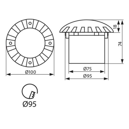 ТЯЛО ЗА ВГРАЖДАНЕ В ЗЕМЯ LED 230V 6400K QUAZAR LED 0.8W IP65 004341