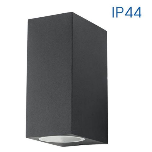 ДЕКОРАТИВЕН ФАСАДЕН АПЛИК ДВОВЕН 230V Ч. КВАДРАТ PORTO/SQ 2хGU10 BK IP44 004249