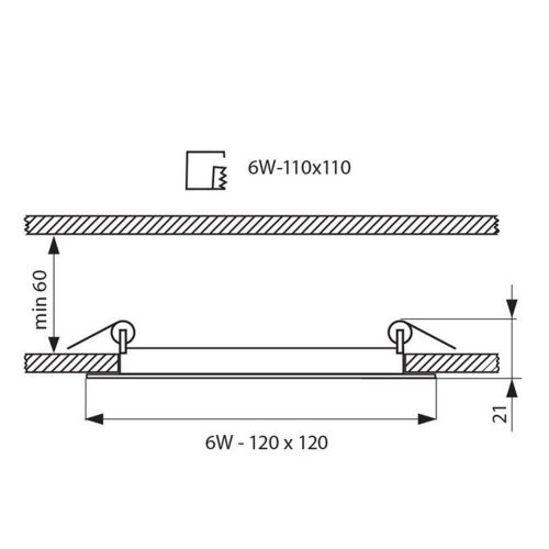 Квадратен LED панел за вгр.бял 6000к GRID LED 6w WH/W 004590