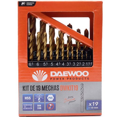 Комплект свредла за метал DAEWOO DWKIT19, 1-10 мм, 19 броя
