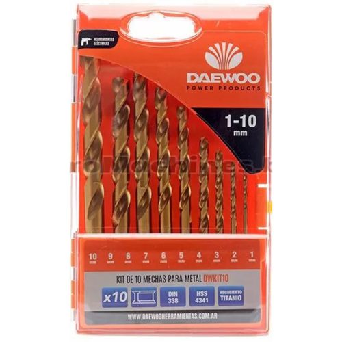Комплект свредла за метал DAEWOO DWKIT10, 1-10 мм, 10 броя