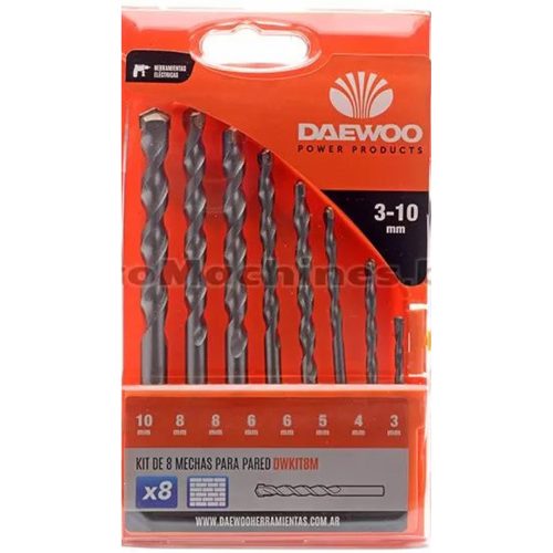 Комплект свредла за бетон DAEWOO DWKIT8M, 3-10 мм, 8 броя