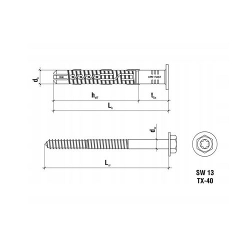 На дюб+винт ш-н TORX/WM/KPR-FAST-10Х300К 7272210300-25
