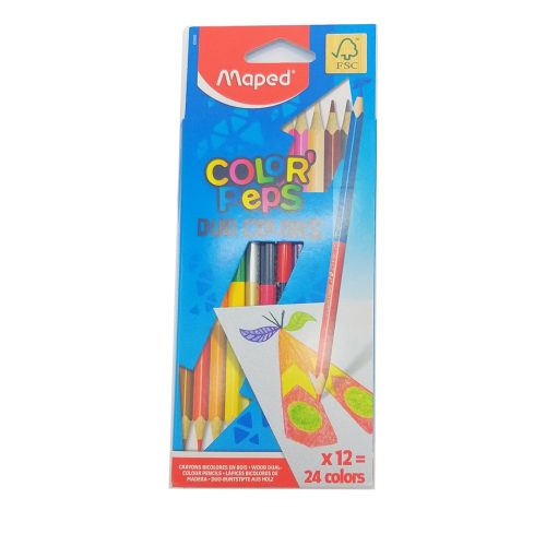 Цветни Моливи Maped-Двустранни 12бр/24цвята