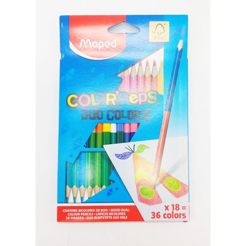 Цветни Моливи Maped Двустранни 18бр/36цвята