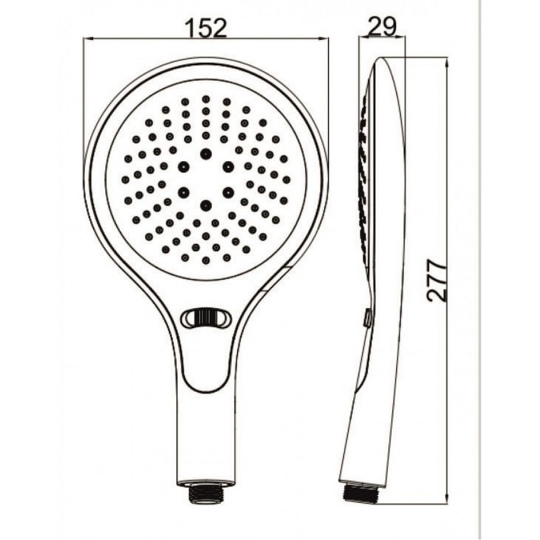 0000015695.jpg одвижна душ глава, Интер Керамик, ICH 7316B, ABS, черен, 3 функции, 27.7x15.2см