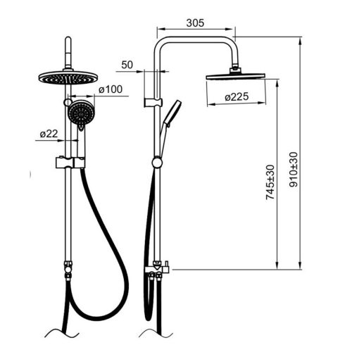 Колона вана-душ PHOENIX-N без смесител, бял-гланц/хром-гланц