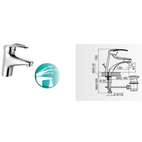 Смесител за умивалник DALIA, хром/бял