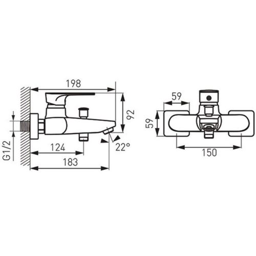 Смесител за вана/душ стенен Algeo Square BAQ1