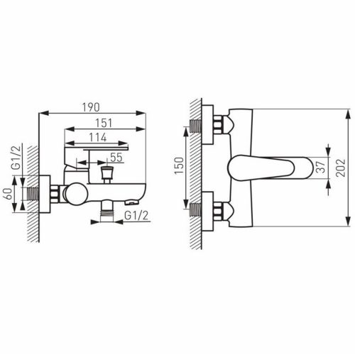 Черерен смесител за вана/душ Algeo BAG1BL - Ferro