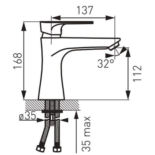 Смесител стоящ за умивалник ALGEO SQUARE BAQ2
