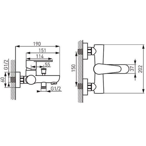 Смесител стeнен за вана Algeo BAG1 - хром - Ferro
