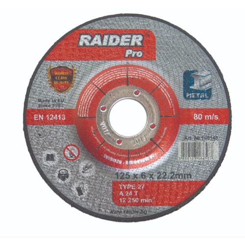 Диск за шлайфане на метал, за ъглошлайф, 180x6x22.2мм, RAIDER RDP 160146