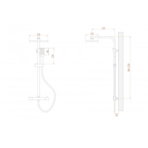 Тръбно Окачване+смесител 6222 термостатен