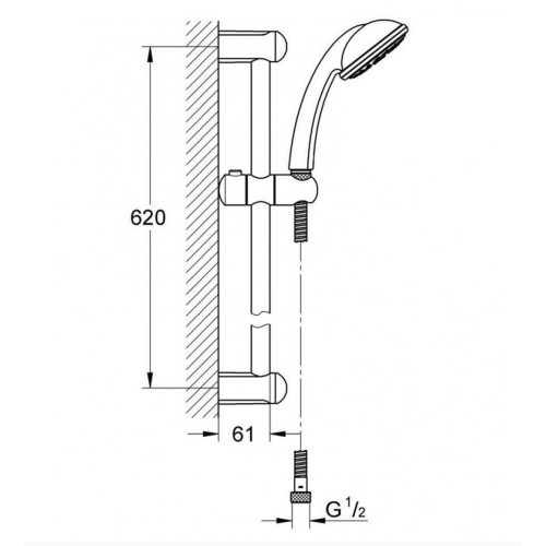 Tempesta 110 комплект окачване за баня, 600 mm GROHE Tempesta 110 26162003