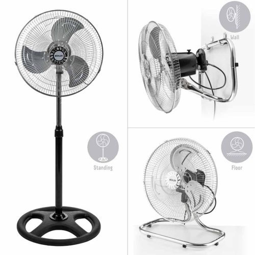 Вентилатор на стойка 16''Muhler FM-6136D 3in1, 50W, индустриален, на стойка, стена, под