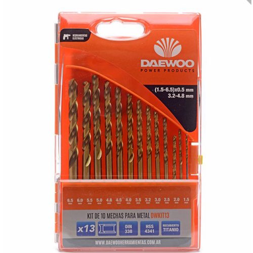 Комплект свредла за метал DAEWOO DWKIT13, 1.5-6.5 мм, 13 броя