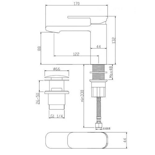 Едноръкохватков смесител за умивалник Cascada Vita