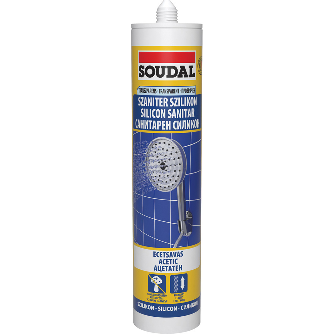 0000022436.jpg Силикон санитарен прозрачен - 280 мл. - Soudal - 103217