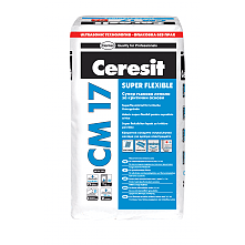 Лепило За Плочки Ceresit Cm 17 Гъвкаво 25КГ (Бяло или Сив цвят) 48бр.палет