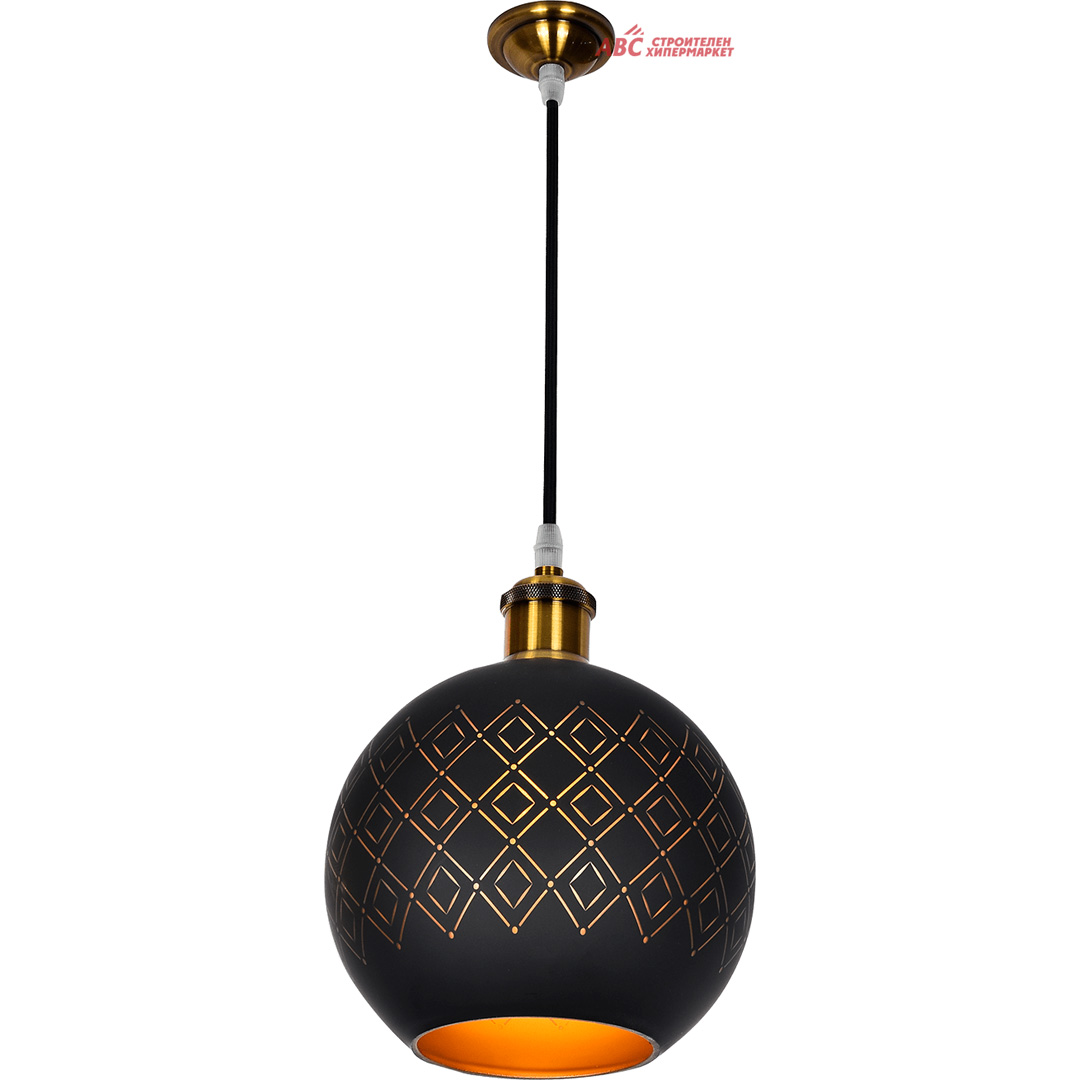0000023199.jpg Осветително Тяло Абажур - GAUSS GS-619836 21x21x19см 1ХЕ27 СФЕРА ЧЕРНО+МЕД