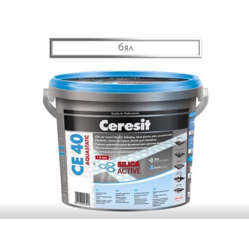 Фугираща смес за плочки аквастатична бяла 5кг Ceresit CE40