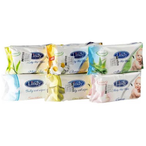 Мокри кърпи Линди с капак /бял чай/  64 броя в пакет