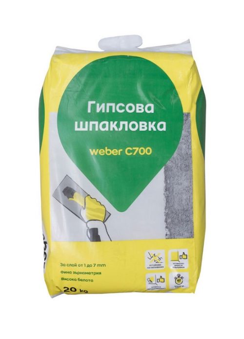 Гипсова Шпакловка Weber C700  20кг-54бр/пал