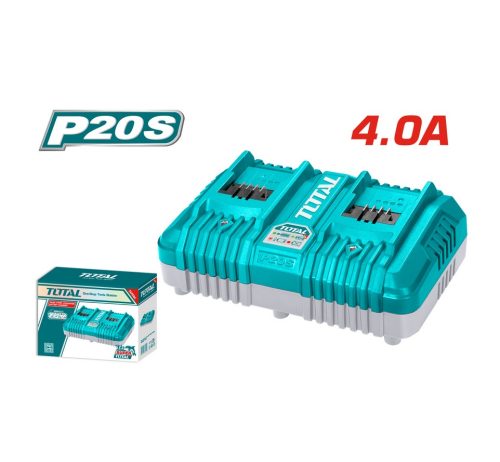 Двойно зарядно за Li-Ion батерии TOTAL Industria TCLI2034E l, 20 V, 4 А