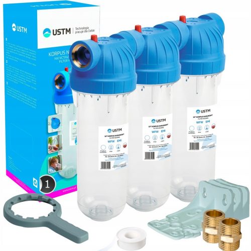 Филтър За Водa 3-стeпенен Предварителен 1" Корпус Ustm 10″ 3/4″