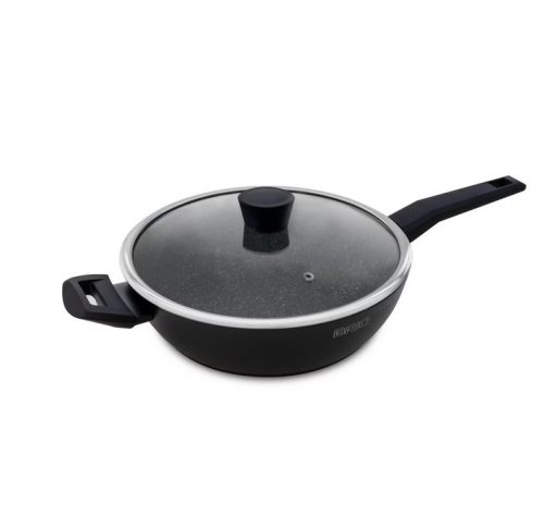 Тиган BRIO Black Stone, 28см с две дръжки и капак, индукционен