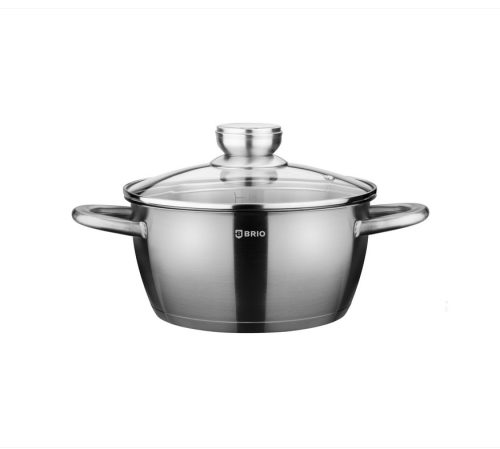 Тенджера с капак Brio Metallica, мерителна скала, мат, Ø22х11см, 3.9л