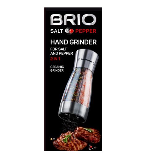 Механична мелничка за сол и пипер Brio Salt Pepper, 2 в 1, 7.2 х 7.2 х 18см