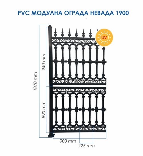 PVC Модулна Ограда Невада 1900 Черна