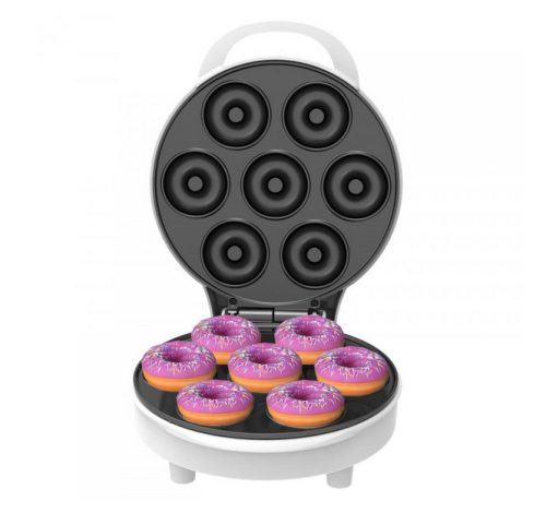 Уред за донъти Adler AD 3075, 1500W, 7 понички наведнъж, Незалепващи плочи, Бял