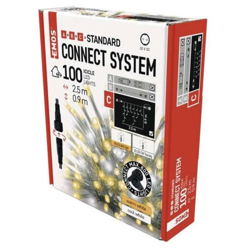 Коледна Led Верига 2.5м Студено/топло Бяла Завеса EMOS D1CN0, IP44/4673