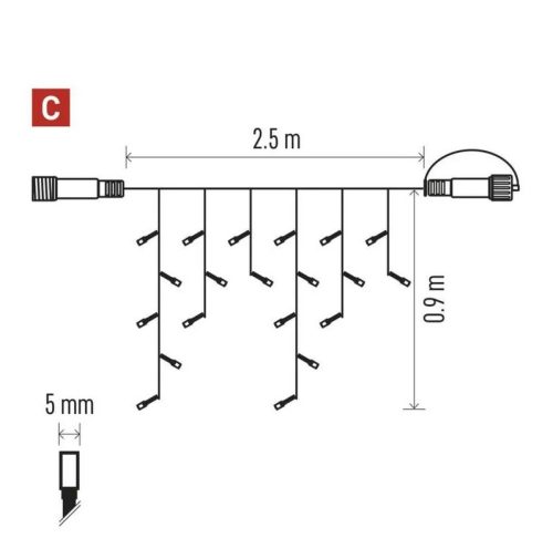 Коледна Led Верига 2.5м Студено/топло Бяла Завеса EMOS D1CN0, IP44/4673