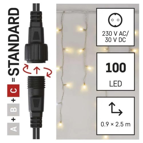 Коледна Led Верига 2.5м Студено/топло Бяла Завеса EMOS D1CN0, IP44/4673