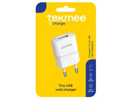 Стенно USB зарядно Tekmee, 1A, 1 USB порт
