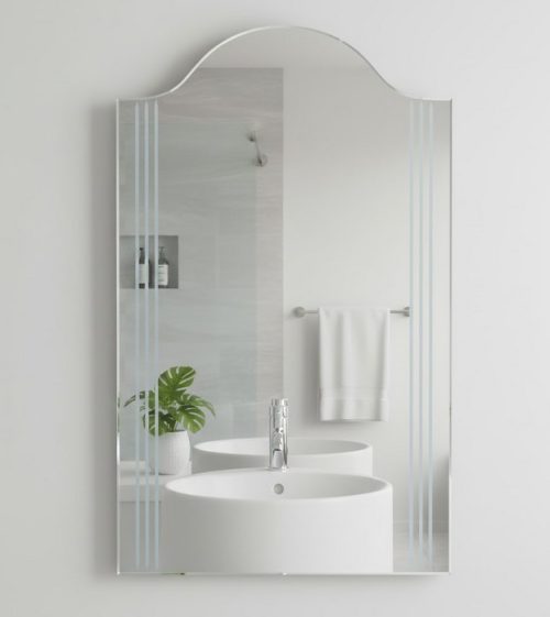 Огледало за баня с две странични фази и фасет, 50×70 см, с включени планки за монтаж