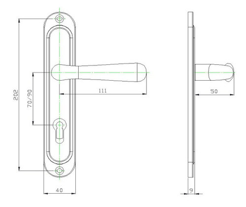 Обикновена дръжка 90 мм черна София SONICO