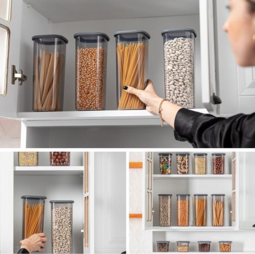 Пластмасова квадратна кутия със силиконов капак 1,75 л, антрацит – Horecano (BNM-0735)