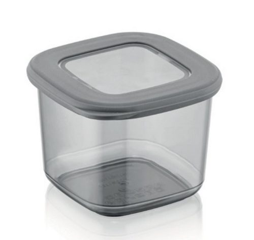 Пластмасова квадратна кутия със силиконов капак 550 мл, антрацит – Horecano (BNM-0698)/014844