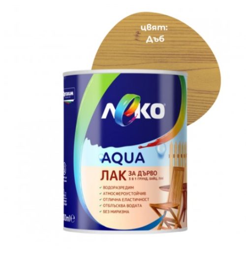 Лак за дърво Леко Aqua 0.6 л дъб