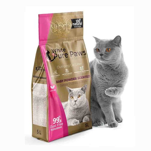 Котешка тоалетна бебешка пудра 5л ЧИСТИ ЛАПИ (PURE PAWS)